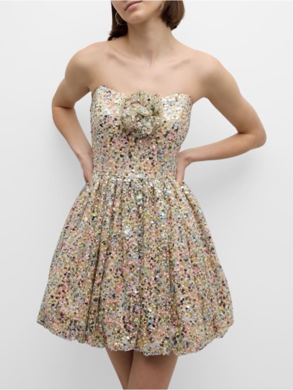 NWT Liv Foster Sequin Fit-&-Flare Sweetheart Mini Dress 8